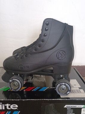 Rewind Men's Black High-Top Quad Roller Skates